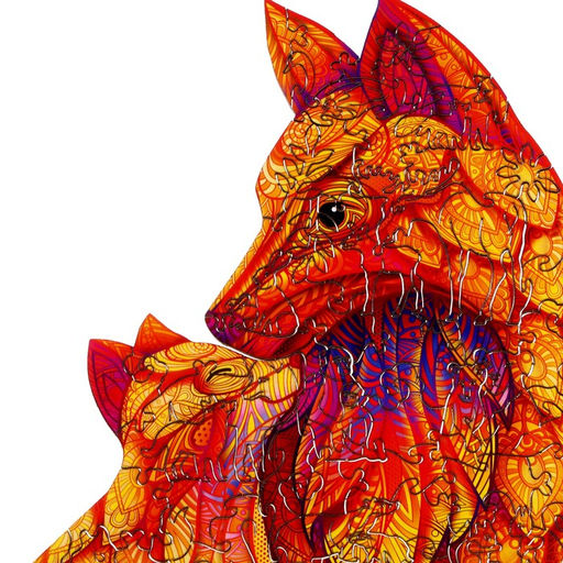 Пазл деревянный фигурный Огненные лисы, парный - Puzzle фото 3