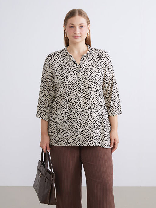 F?rf?rl? V Yaka Dalma?ya Desenli Bluz