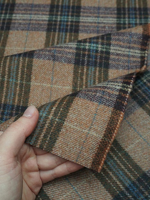 Шерсть пальтово-костюмная Твид Клетка цв.фиолетовый/хаки/коричневый, ш.1.5м, шерсть-60%, п/э-40% - Купава фото 11