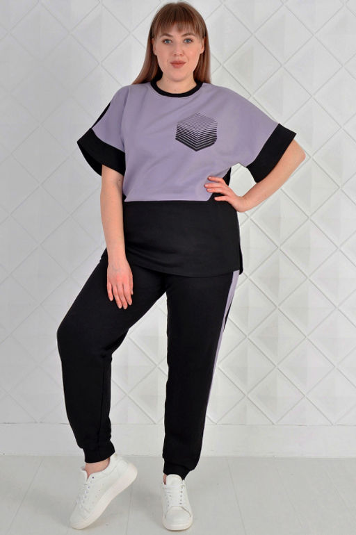 Арт. 2354 Костюм с брюками женский 52-60 (5 шт) Цвет:верх- черно-кэмел, низ- черно-кэмел - Калинка фото 22