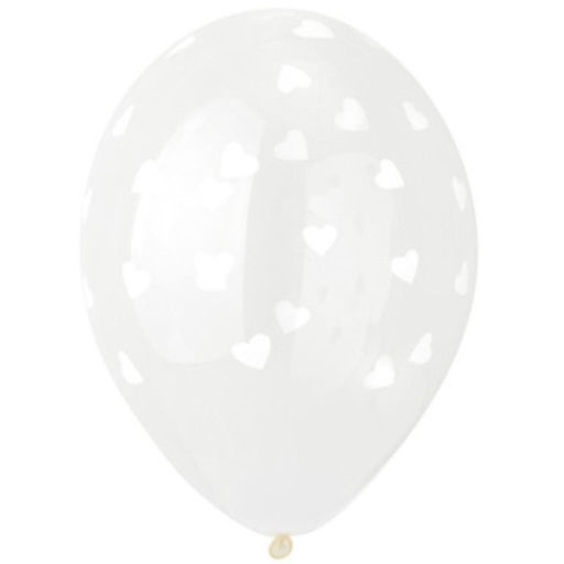 Воздушные шары латексные 14" «Сердца белые», 25 шт., шелкография