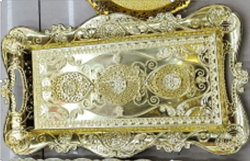 Поднос прямоугольный 33x17 см / 3317 /уп 136/ золото/пластик - ГалеонТрейд фото 2