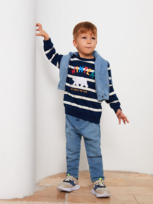 Bisiklet Yaka Uzun Kollu Bask?l? Erkek Bebek Sweatshirt - Waikiki фото 2