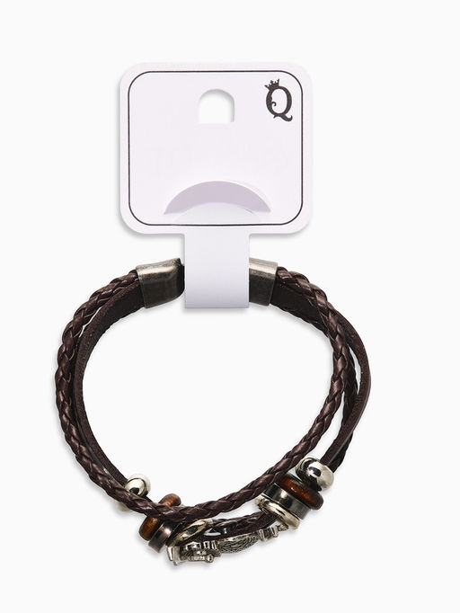 Браслет кожаный «Совушка», L=20 см, коричневый в чернёном серебре