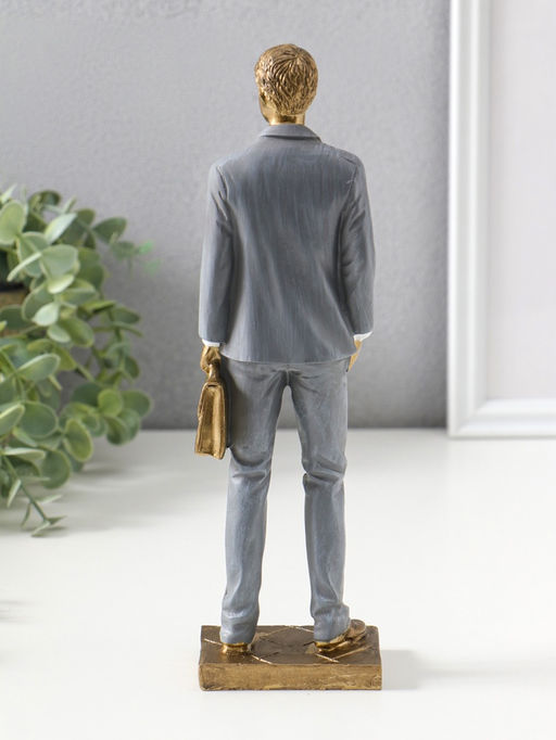 Сувенир полистоун "Мужчина-адвокат в сером костюме с портфелем" 24,5 см