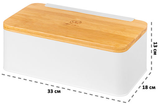 Хлебница 33*18*13 см Белая с бамбуковой крышкой-доской - Elan gallery фото 2