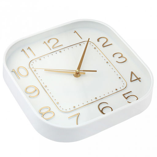 Часы настенные Симфония 24,2х24,2х4см, циферблат Узор белый; цифры арабские, золотой; корпус пластик, белый; в коробке (Китай) - Домашняя мода фото 2