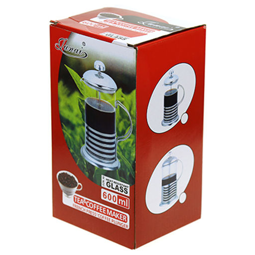 Френч-пресс корпус из нержавеющей стали "Кофе-зерна" 600мл, д8,7см h19,5см, стеклянная колба, в подарочной коробке (Китай) Возможна мятая коробка.