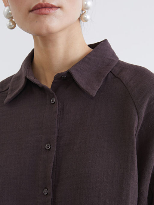 Dokulu Oversize M?slin Kad?n G?mlek Tunik