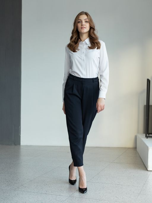 Укороченные брюки чуть зауженного книзу. Высокая посадка - Трика фото 3