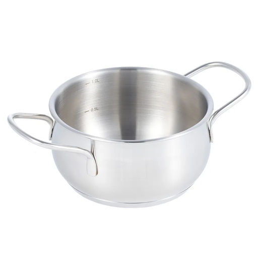 51795 WERNER Набор посуды CASINA из 4 пр. (ковш 14х7,5 см/1,2 л, кастрюля с крышкой 14х7,5 см/1,2 л, сковорода 16х4 см), с индукционным дном. Материал: нержавеющая сталь 18/10. Толщина стенок: 0,6 мм, толщина дна: 3,1 мм.