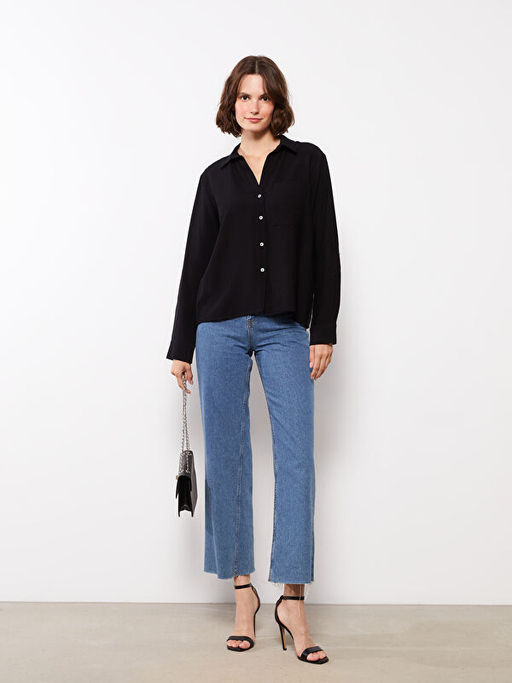 ?nden D??me Kapamal? D?z Uzun Kollu Kad?n G?mlek - Waikiki фото 3