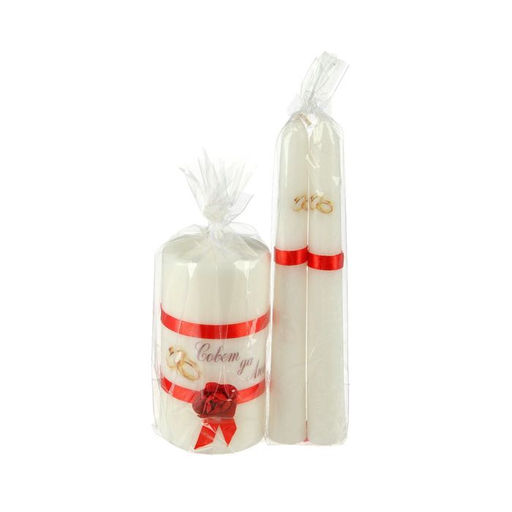 Набор свечей свадебных «Совет да любовь с розой», 3 шт.: красный, родительские 2 шт.-1.8×15 см; очаг 1 шт.-5.2×9.5 см