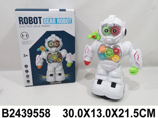 Робот на батар. в коробке 30*13*21,5см (2439558) свет, звук, видно движение шестеренок