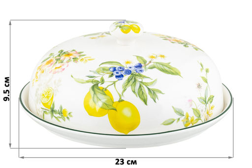 Блинница 23*23*9,5 см "Лимоны" фарфор NEW BONE CHINA