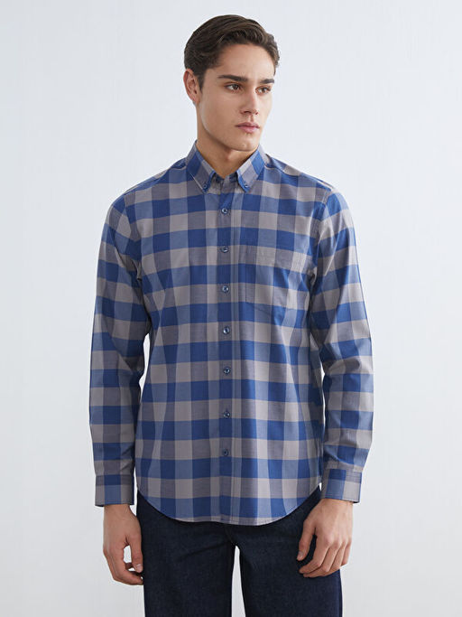 Regular Fit Ekose Poplin Erkek G?mlek