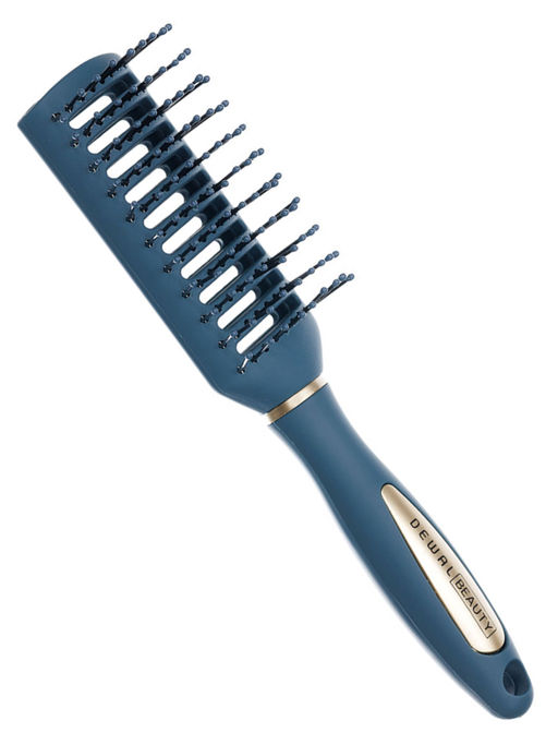Dewal Beauty Щетка для волос серия Магия продувная, прямоугольная, 9 рядов, серо-синий