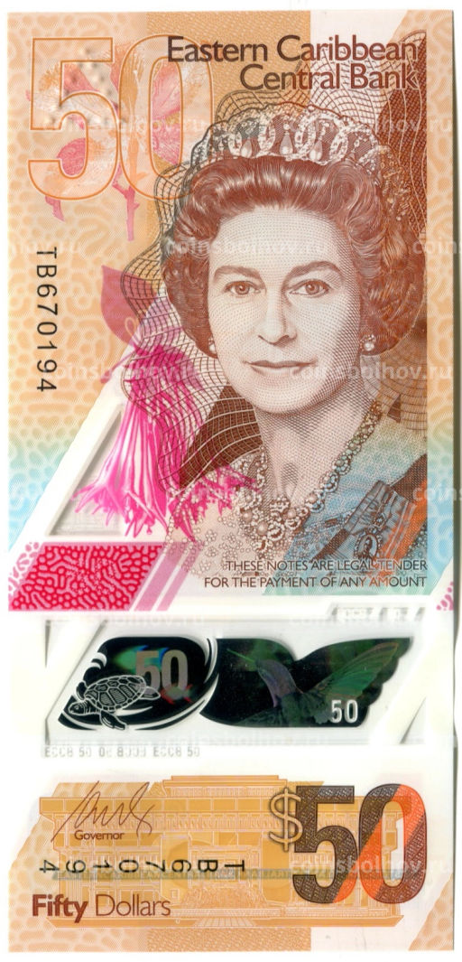 Банкнота 50 долларов 2019 года Восточные Карибы