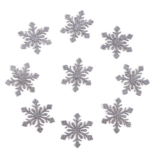 Новогодний декор «Снежинки», набор 9 шт., цвет серебро