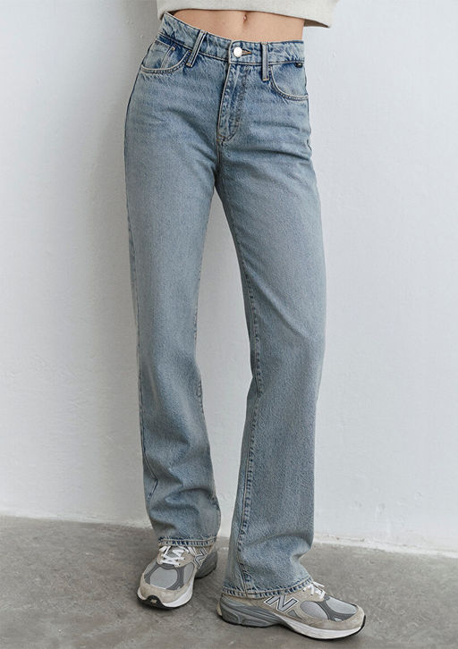 Jane Classic Denim Puslu Ac?k Mavi Jean Pantolon  фото 5