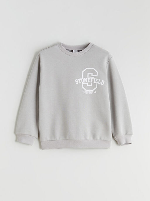 Bask?l? Erkek ?ocuk Sweatshirt