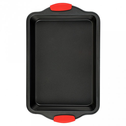 Противень из углеродистой стали с антипригарным покрытием Easy 36х23,2х5см, s0,4мм, прямоугольный, глубокий, съемные силиконовые ручки, Regent (Китай) - Домашняя мода фото 2