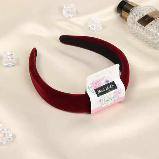 Цена за 2 шт. Ободок для волос «Жаннет», классик бархат, 3 см, бордовый