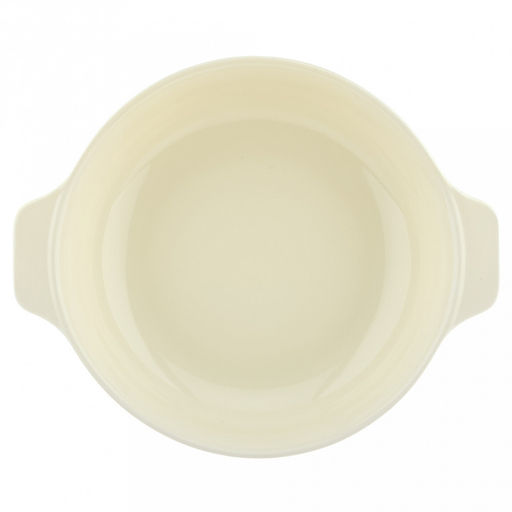 Форма для запекания керамическая "Семейная" 2,2л, д26,5см, h6,8см, круглая, 2 ручки, общая длина 32см, рифленый борт, светло-желтый, в коробке (Китай)