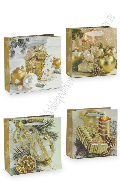 Пакет Новогодний 14,5*15*6 см (12 шт) SF-7566, микс №42