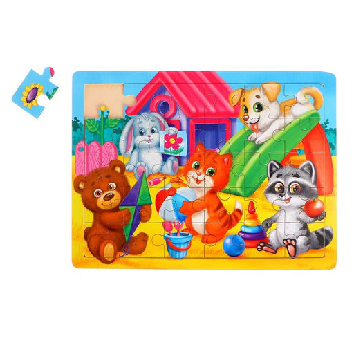 Пазл большой Весёлые зверята, 30 элементов, размер детали: 6 5 см - Лесная мастерская фото 2