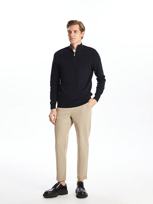 Dik Yaka Uzun Kollu Erkek Triko Kazak