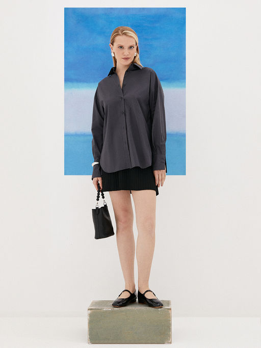 Рубашка свободного кроя из вискозы 422.030068/Голубой