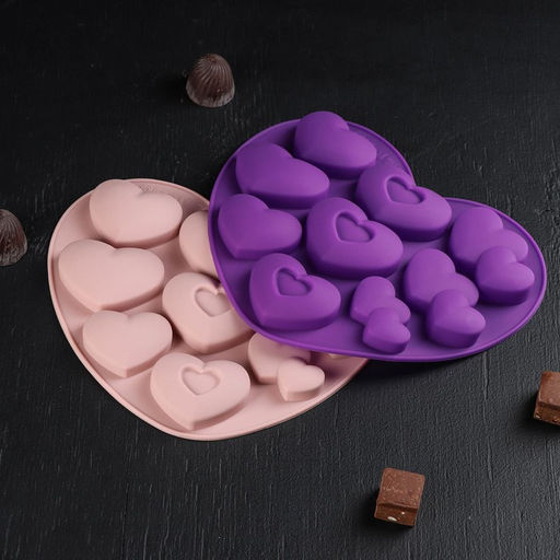 Форма для шоколада Лямур, силикон, 20.5?19?2 см, 9 ячеек, МИКС