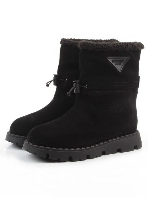 04-PAL273-1Z BLACK Ботинки зимние женские (натуральная замша, 100% шерсть)