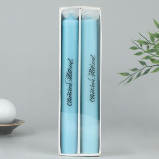 Свечи высокие с нанесением Светлой Пасхи!, 2 шт., голуб., 9 х 2.1 х 2.1 см - Семейные традиции фото 3