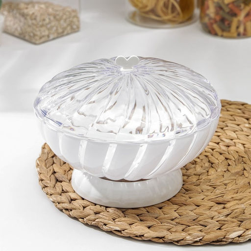 Ваза для фруктов и хлеба Альтернатива «Грация», пластик, 1.5 л, h=14.5 см, d=21 см, белый