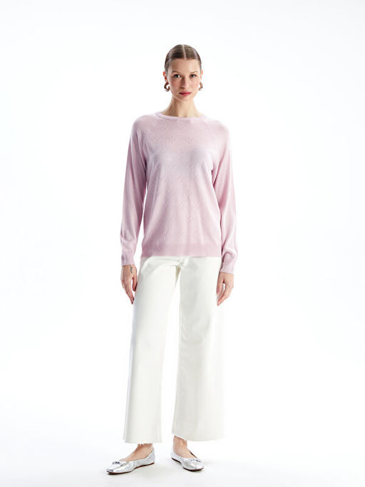 Bisiklet Yaka D?z Uzun Kollu Kad?n Triko Kazak