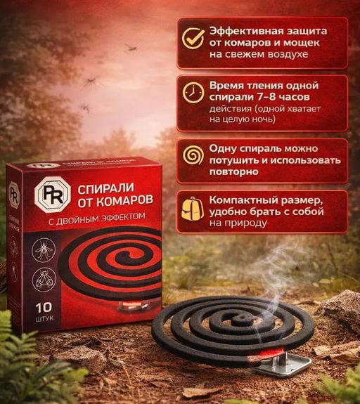 Спирали от комаров и мух с двойным эффектом 10шт - Aopen фото 2