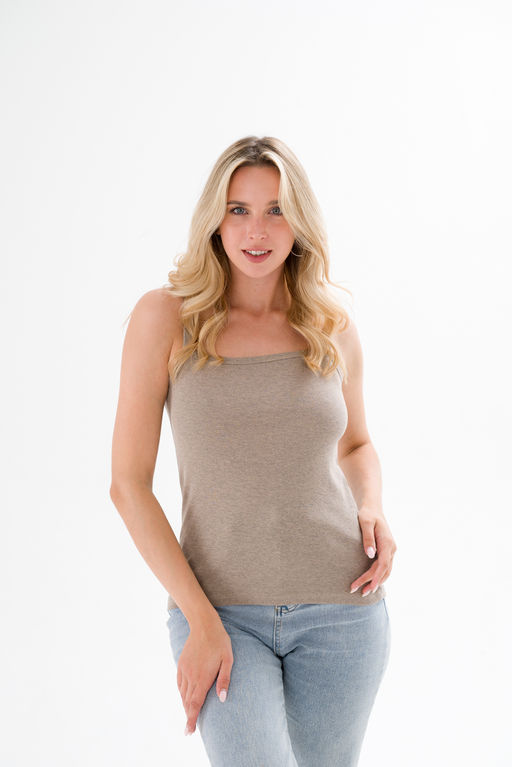 Топ женский из рибаны кофе меланж - Амадэль фото 2