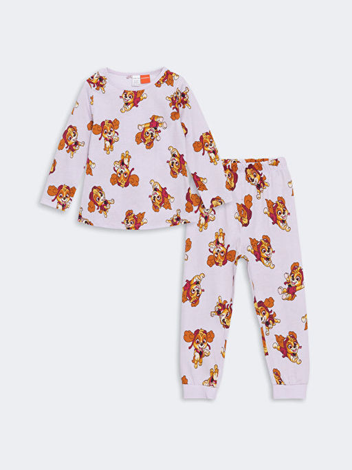 Bisiklet Yaka Uzun Kollu Bask?l? K?z Bebek Pijama Tak?m - Waikiki фото 4