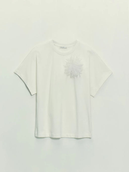 Футболка с брошью из перьев / Zarina