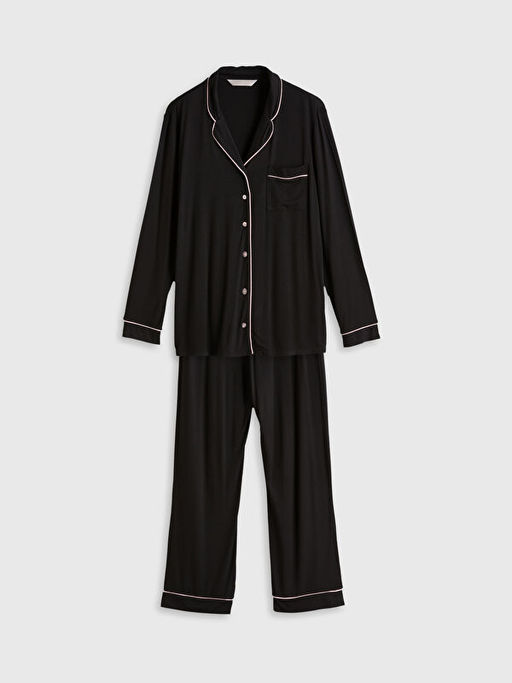 G?mlek Yaka Kad?n Pijama Tak?m?