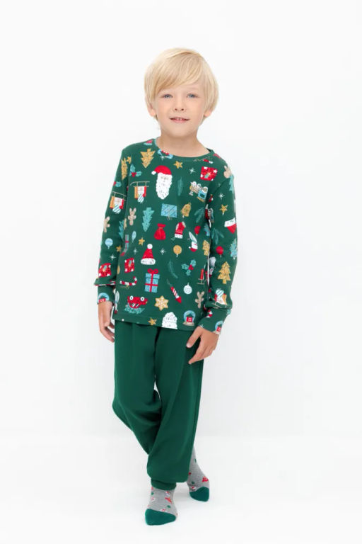 К 1552/тем.зеленый,новогоднее ассорти пижама д/дет яс - Crockid фото 5