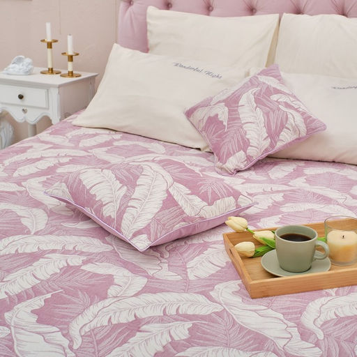 Покрывало хлопковое Этель Перья 200х2405 см, цвет фиолетовый, 100%хлопок, 300гр/м2  фото 3