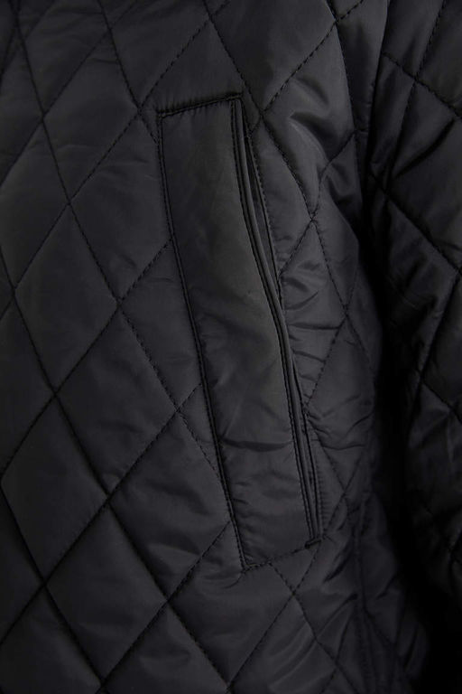 Стеганое пальто приталенного кроя с воротником-стойкой - Defacto фото 8