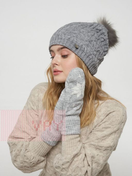 Варежки женские 212-8225. 031/501 св.серый/оптик