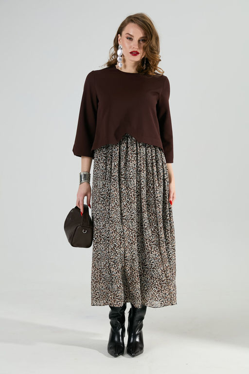 Платье NIKVA н740-20 шоколад и шоколадная абстракция  фото 5