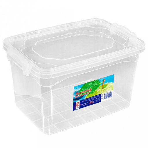 Контейнер для продуктов пластмассовый 8,5л, 37х24х16см, прямоугольный, 2 защелки, прозрачный (Россия)