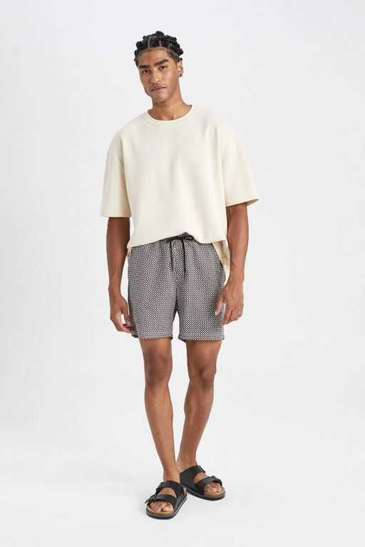 Короткие шорты для плавания стандартного кроя с сетчатой подкладкой и рисунком - Defacto фото 2