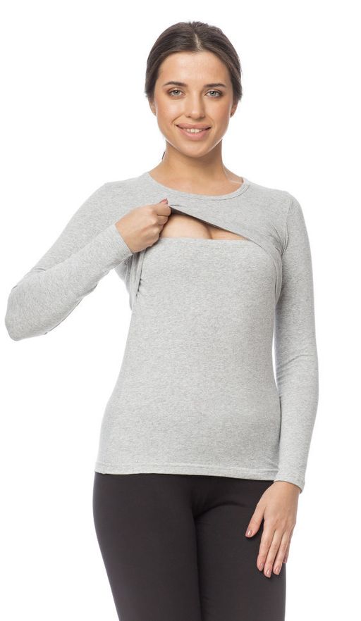 Лонгслив для кормящих, серый меланж - Knitka wear фото 4